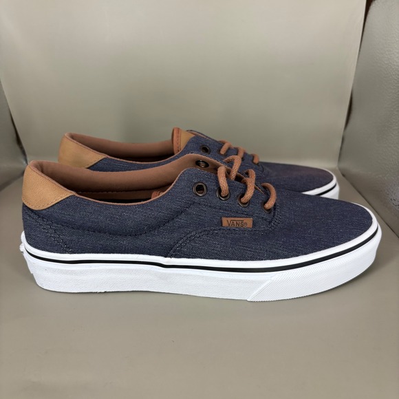 Vans Other - Vans Era 59 Denim C&L Blue Tan Low Top Skate Shoes Mens 6 Womens 7.5